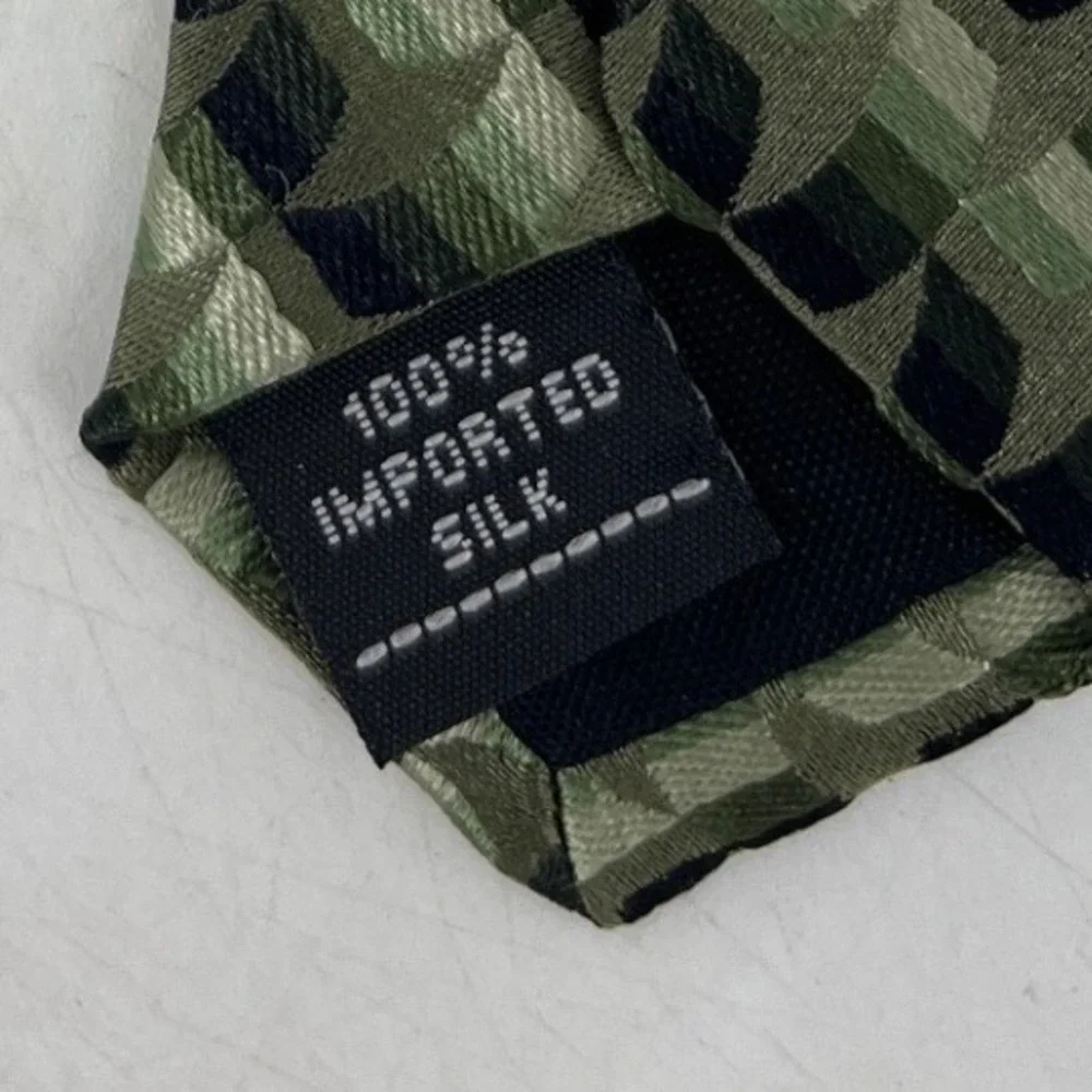 Croft & Barrow Mens Green‎ Geometric Silk 4 x 59